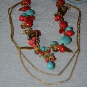 Bohemian Cloisonne Butterfly Necklace 18"